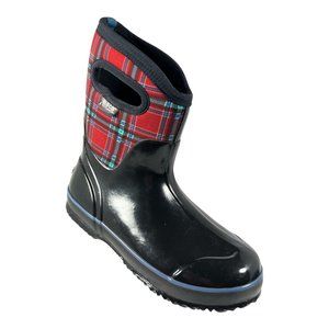 Bogs Womens Red Plaid Classic Mid Waterproof Winter Snow Rain Boots Size 8